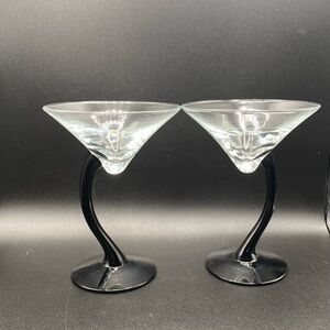 Elegant Black and Clear Martini Glass Set